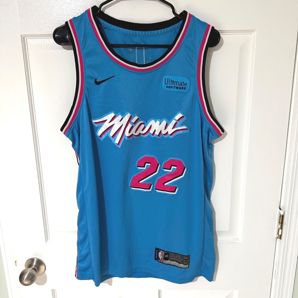 Nike Miami Heat Jimmy Butler 22 Vice City Jersey Blue Mens 48 NBA‎ Finals Patch